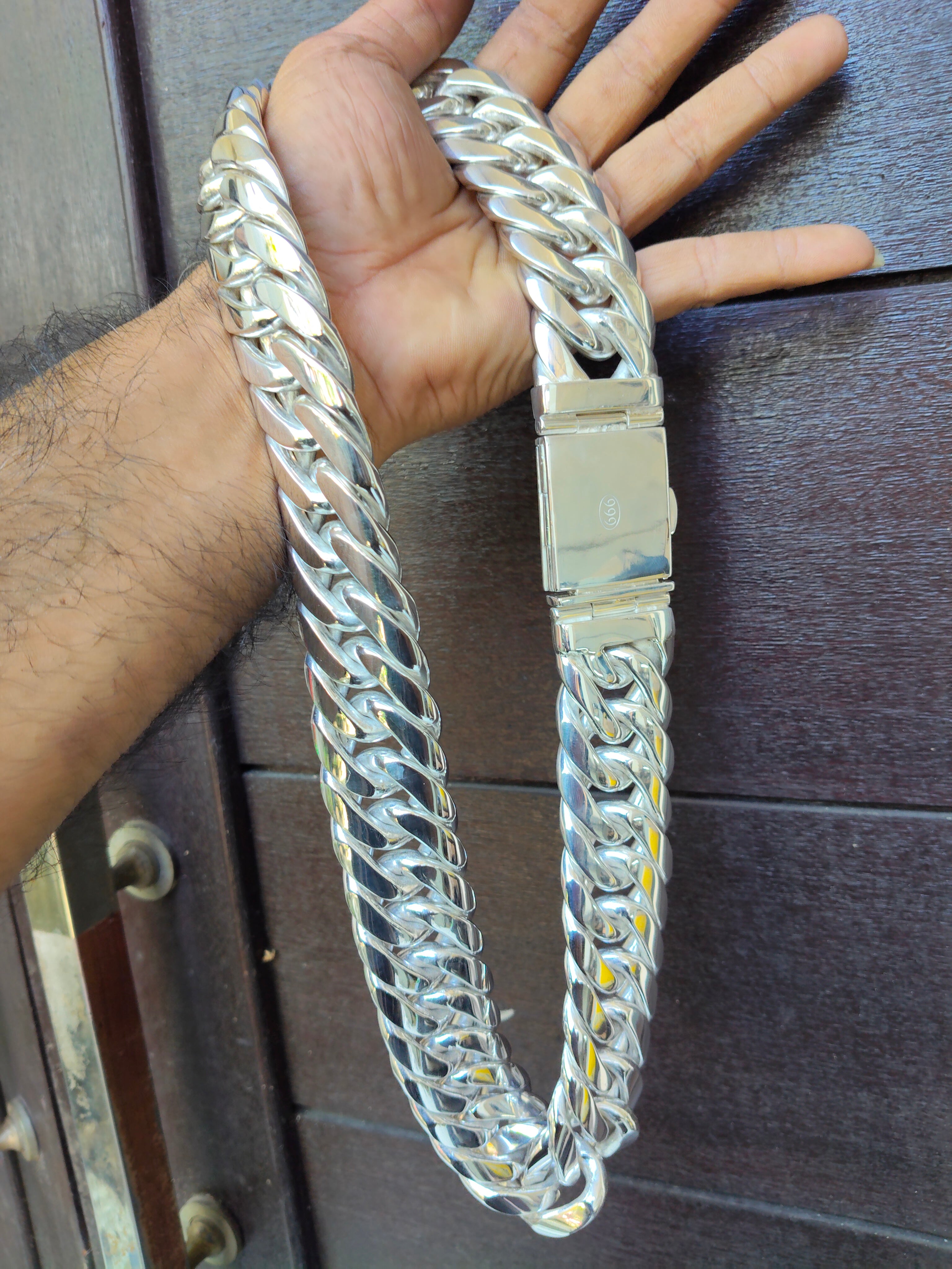 35mm Massive 999 Solid Silver Cuban Chain Necklace – Heavy Chunky Men’s Necklace – Handmade Bali Jewelry – Statement Kilo Chain