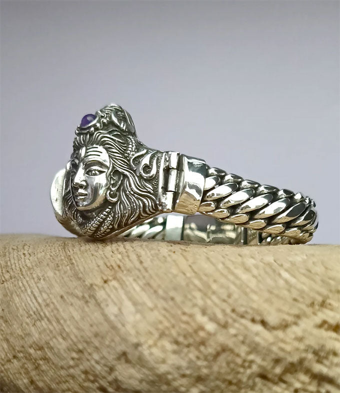 Lord Shiva, Hindu silver Bracelet, handmade silver chain, personalized jewelry