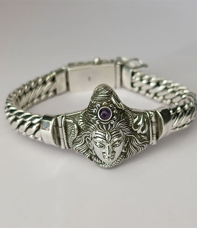 Lord Shiva, Hindu silver Bracelet, handmade silver chain, personalized jewelry