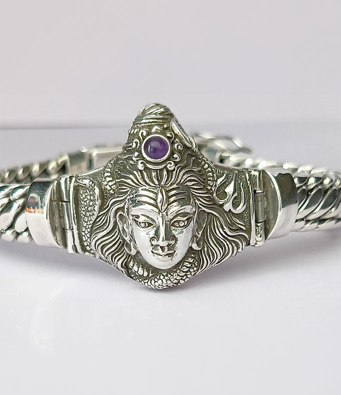 Lord Shiva, Hindu silver Bracelet, handmade silver chain, personalized jewelry