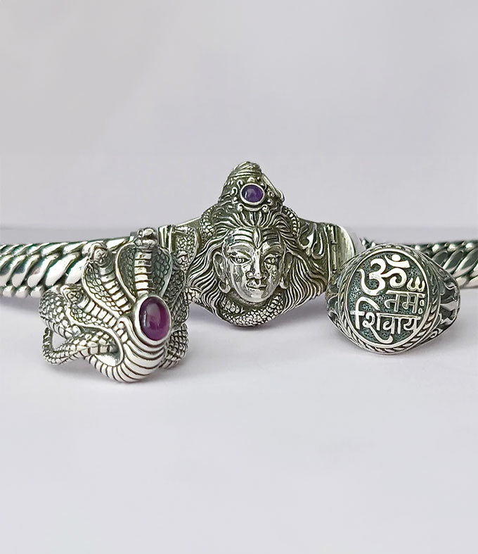 Lord Shiva, Hindu silver Bracelet, handmade silver chain, personalized jewelry