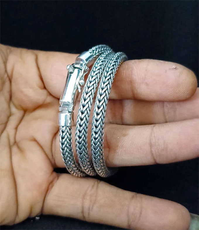 Men's 999 Sterling Silver Fox Tail Chain Necklace - Bali Handmade