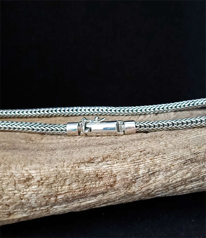 Men's 999 Sterling Silver Fox Tail Chain Necklace - Bali Handmade