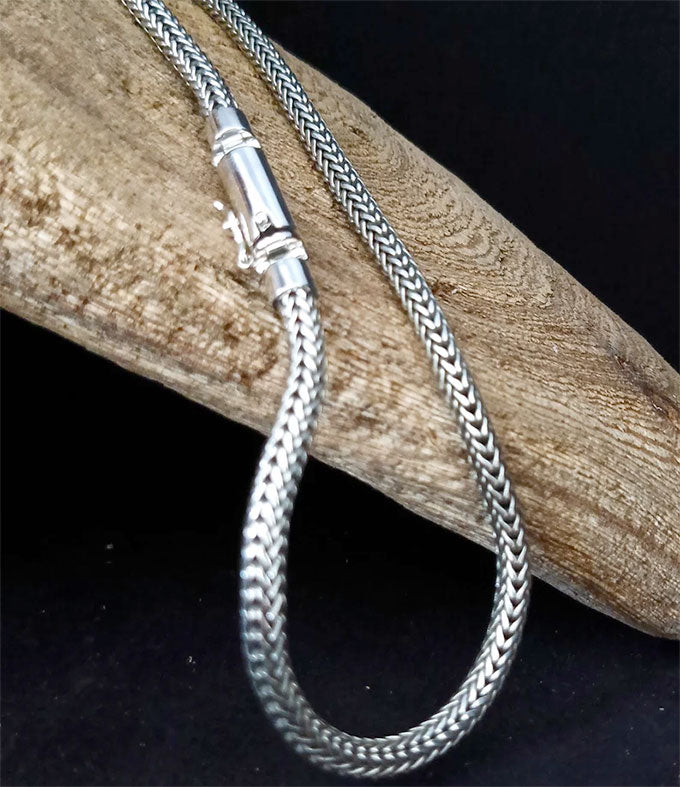 Men's 999 Sterling Silver Fox Tail Chain Necklace - Bali Handmade