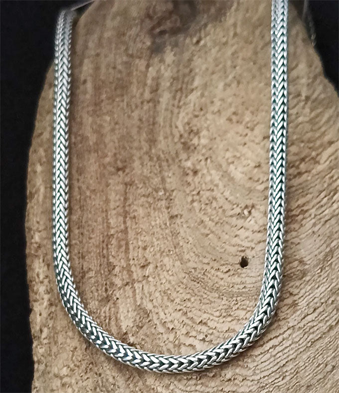 Men's 999 Sterling Silver Fox Tail Chain Necklace - Bali Handmade
