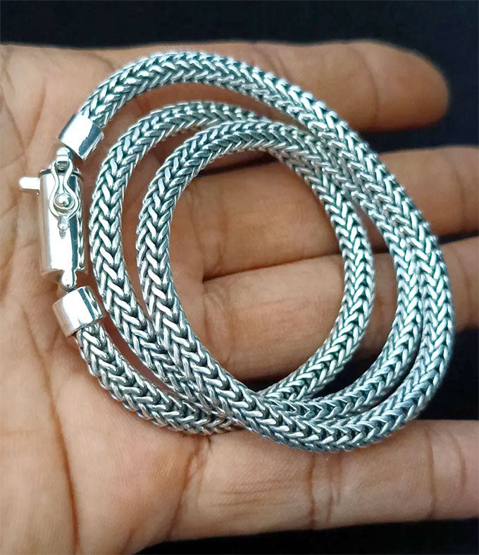 Men's 999 Sterling Silver Fox Tail Chain Necklace - Bali Handmade