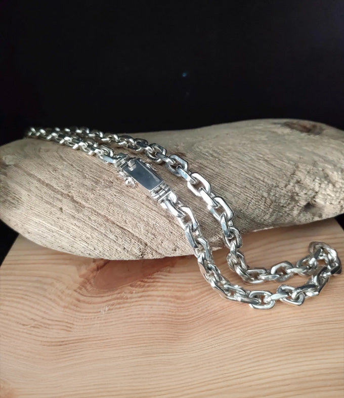 Men's Fashion, 999 silver Necklace, 8 mm Anchor chain