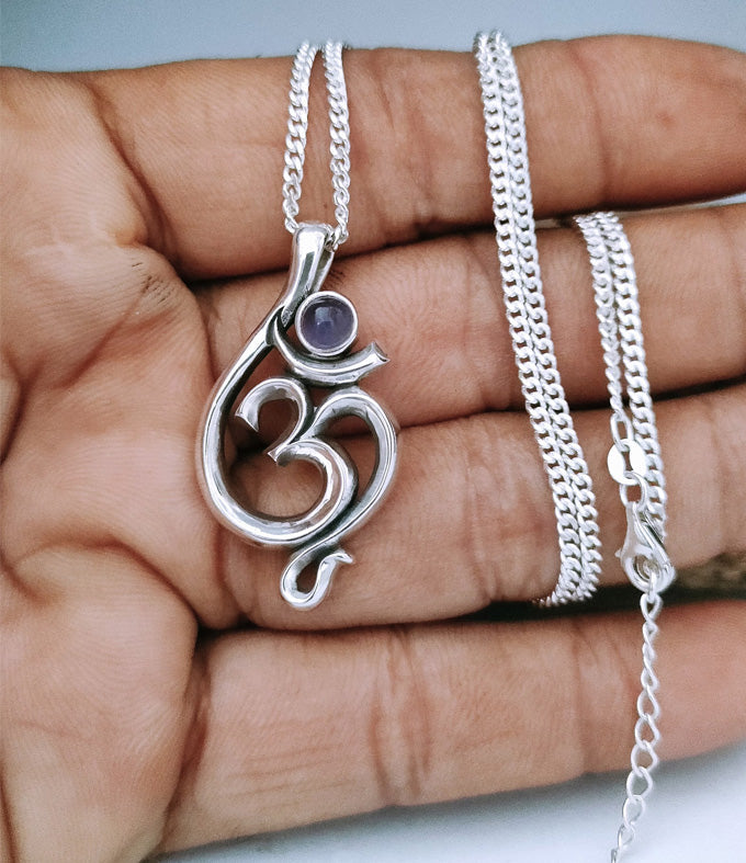 Men's Hindu necklace, Om pendant, handwork jewelry, gifts necklace