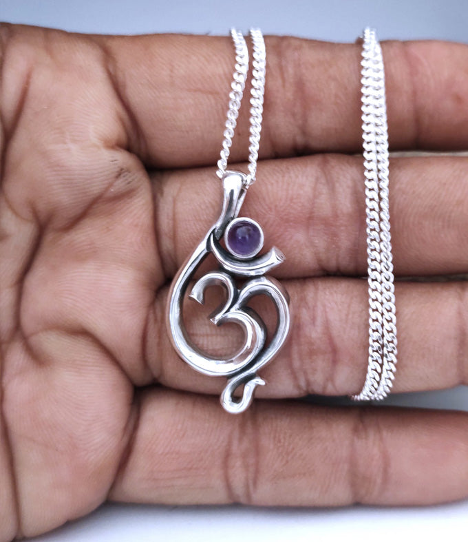 Men's Hindu necklace, Om pendant, handwork jewelry, gifts necklace