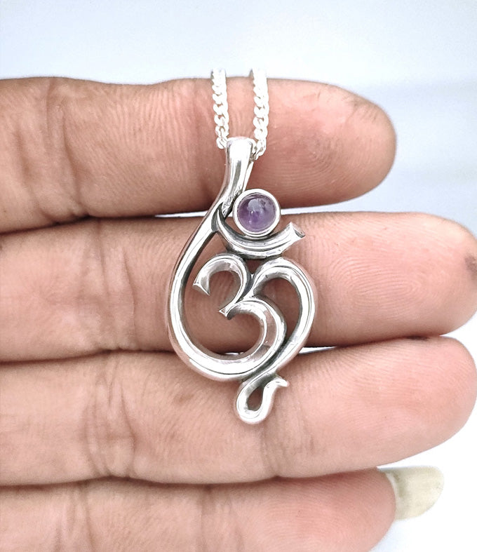 Men's Hindu necklace, Om pendant, handwork jewelry, gifts necklace