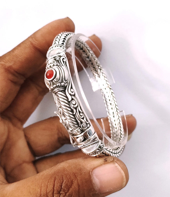 Mens silver bracelet, Hanuman bracelet, Hindu jewelry