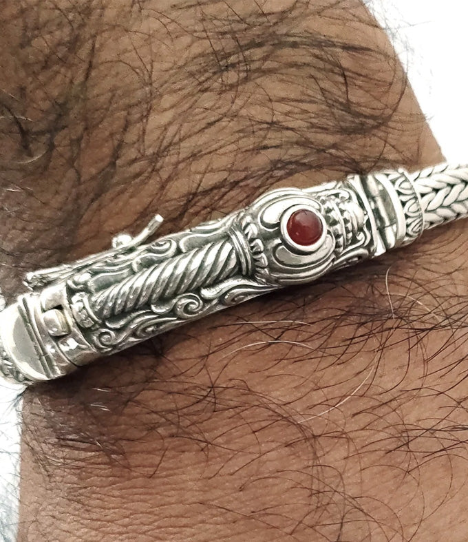 Mens silver bracelet, Hanuman bracelet, Hindu jewelry