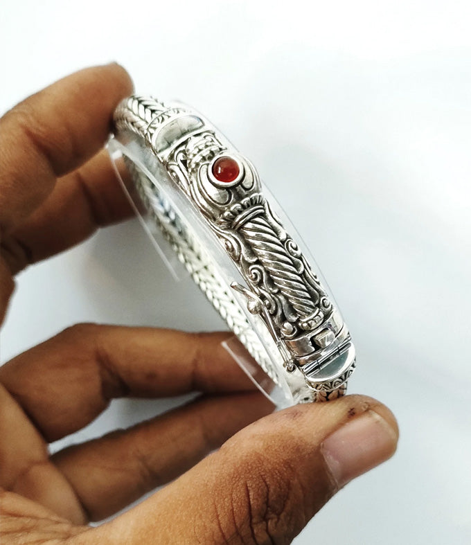 Mens silver bracelet, Hanuman bracelet, Hindu jewelry