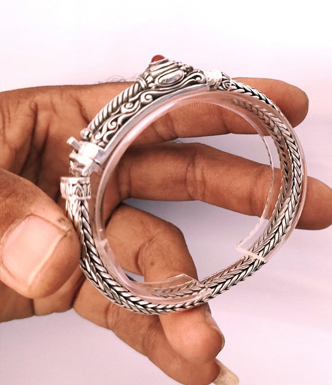 Mens silver bracelet, Hanuman bracelet, Hindu jewelry