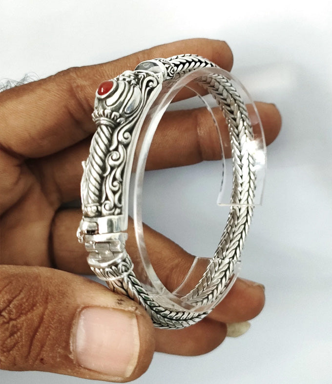 Mens silver bracelet, Hanuman bracelet, Hindu jewelry