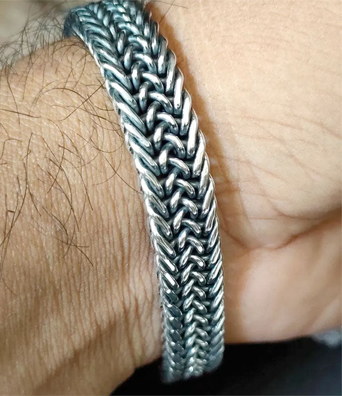 Sacred Shiva Trident Bracelet for Men - Handcrafted Sterling Silver Jewelry