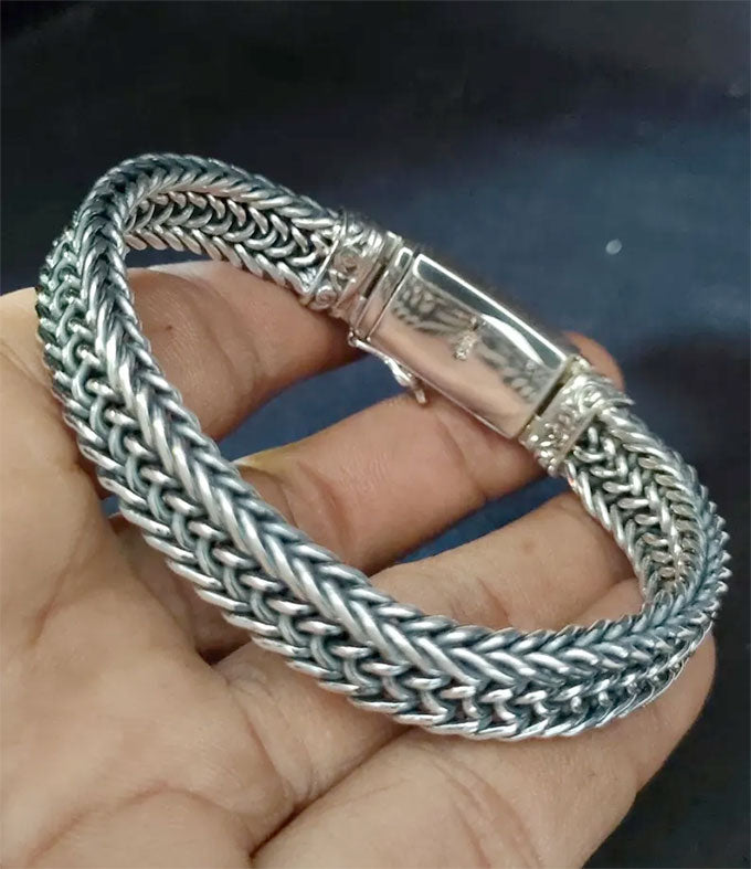 Sacred Shiva Trident Bracelet for Men - Handcrafted Sterling Silver Jewelry