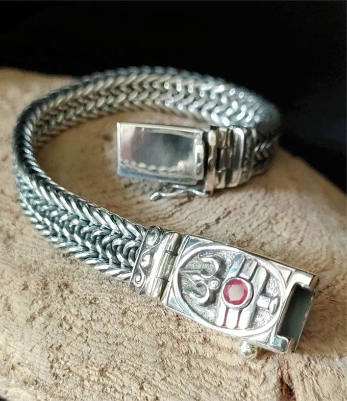 Sacred Shiva Trident Bracelet for Men - Handcrafted Sterling Silver Jewelry