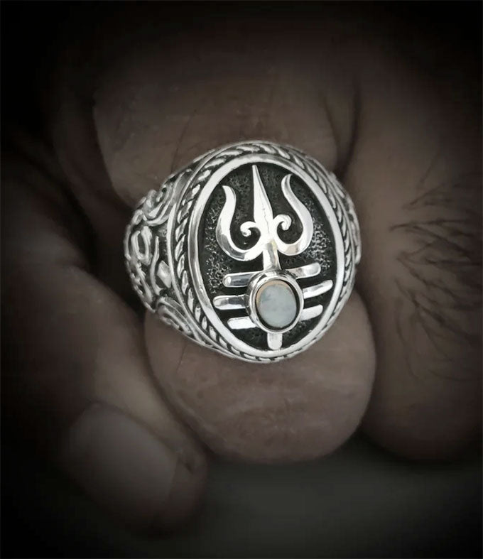 Shiva lingam, Om Shiva ring, spiritual jewelry, religious symbol