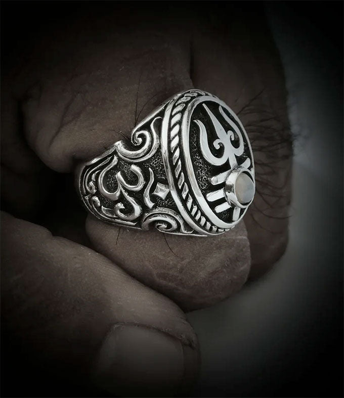 Shiva lingam, Om Shiva ring, spiritual jewelry, religious symbol