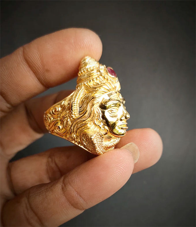 Shiva ring silver, Hindu jewelry, handmade gifts.