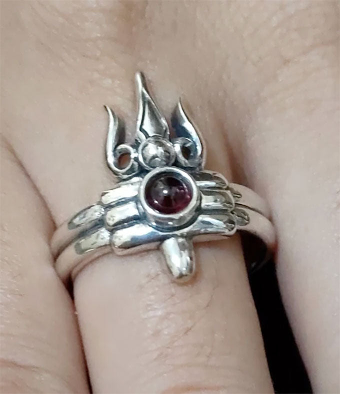 Silver Shiva Trident, Sacred Jewelry, Hindu Spiritual ring