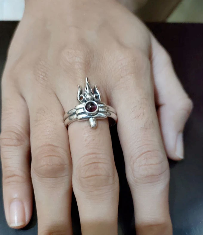 Silver Shiva Trident, Sacred Jewelry, Hindu Spiritual ring