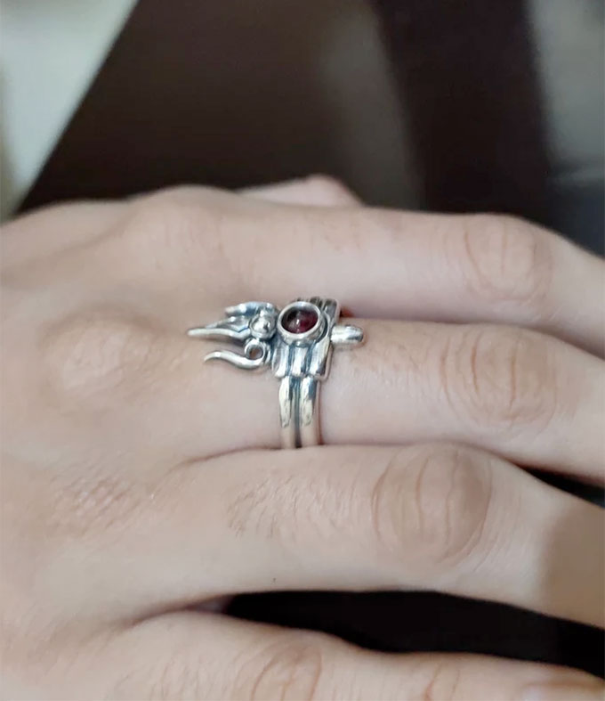 Silver Shiva Trident, Sacred Jewelry, Hindu Spiritual ring