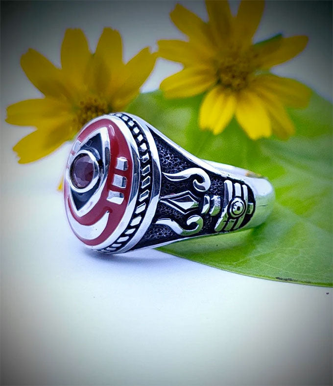 Third eye of Shiva, Hindu Ring, Birthday gemstone