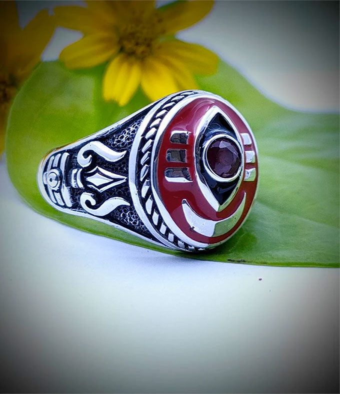Third eye of Shiva, Hindu Ring, Birthday gemstone