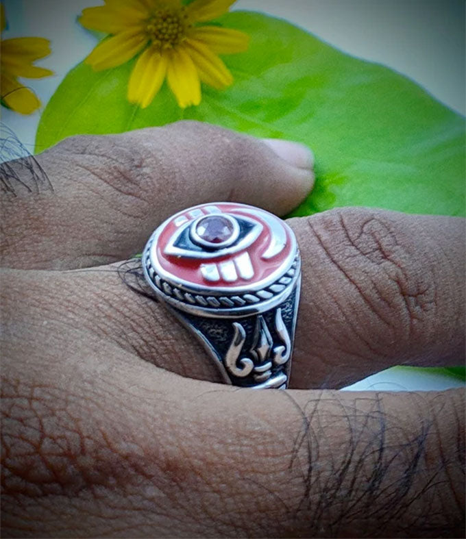 Third eye of Shiva, Hindu Ring, Birthday gemstone