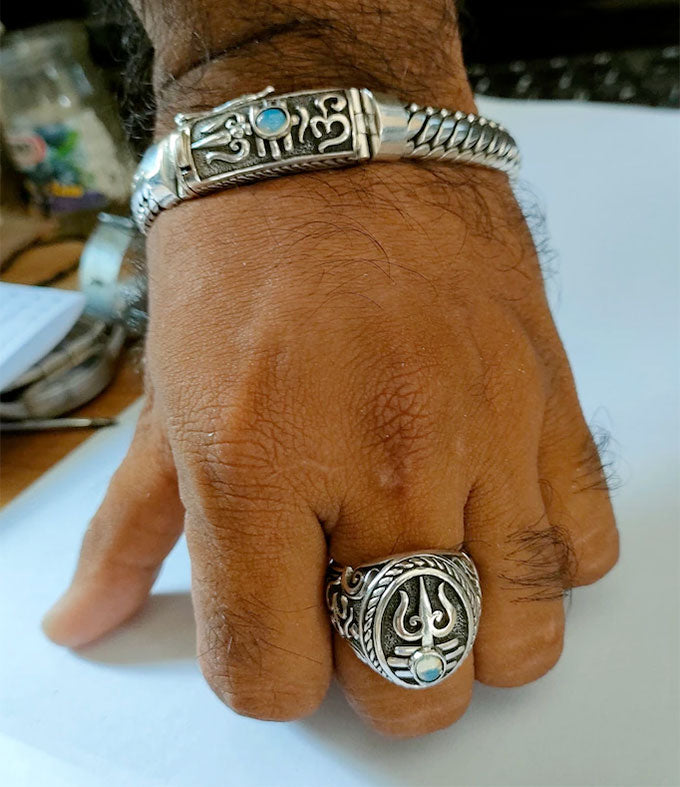 Trident of shiva,Hindu bracelet, Men silver Bracelet, Birthday gifts