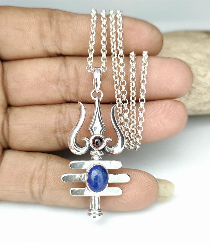 Trident pendant, Men silver Necklaces, Personalized gift, Handmade jewelry