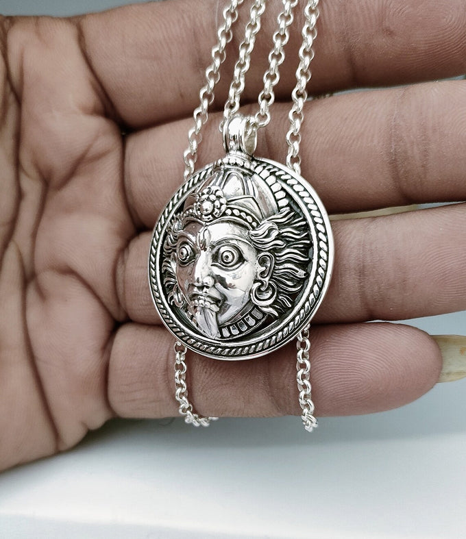 Sterling Silver Kali Goddess Pendant, Hindu Jewelry Gift