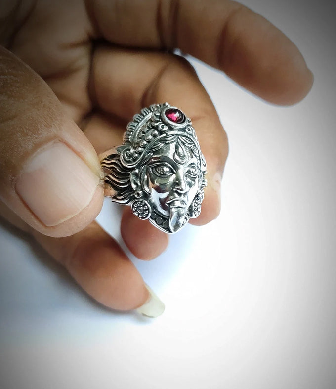 Goddess kali, Hindu ring silver, Hindu jewelry, Handmade gifts