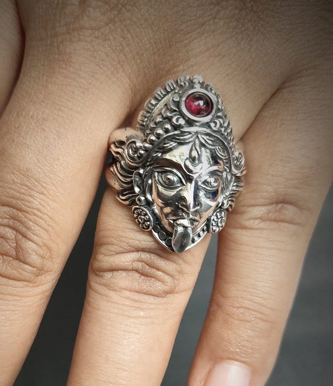 Goddess kali, Hindu ring silver, Hindu jewelry, Handmade gifts