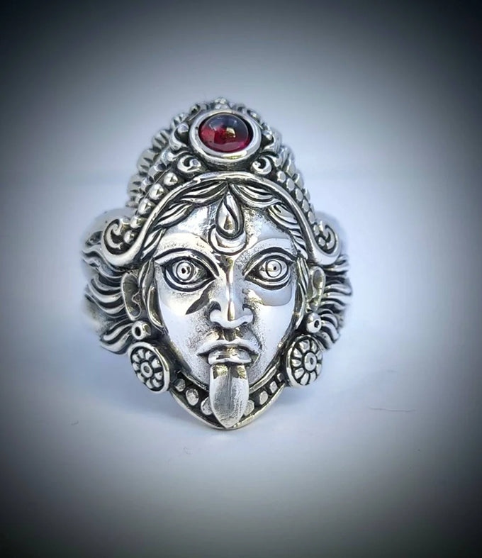 Goddess kali, Hindu ring silver, Hindu jewelry, Handmade gifts