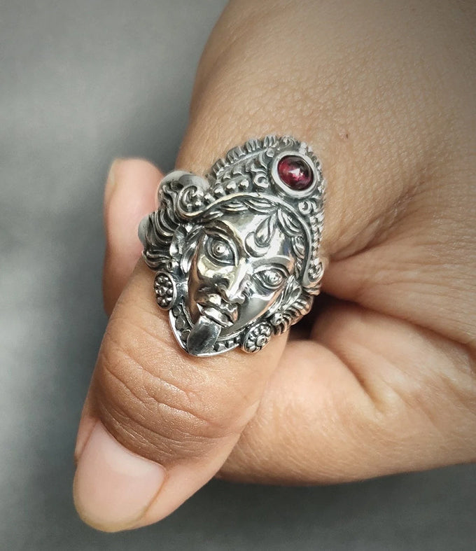 Goddess kali, Hindu ring silver, Hindu jewelry, Handmade gifts
