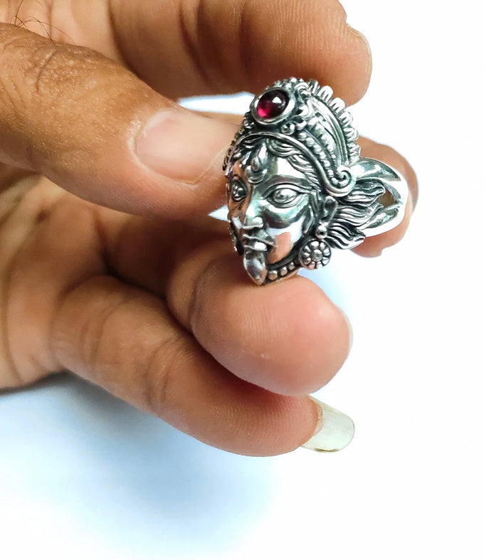 Goddess kali, Hindu ring silver, Hindu jewelry, Handmade gifts