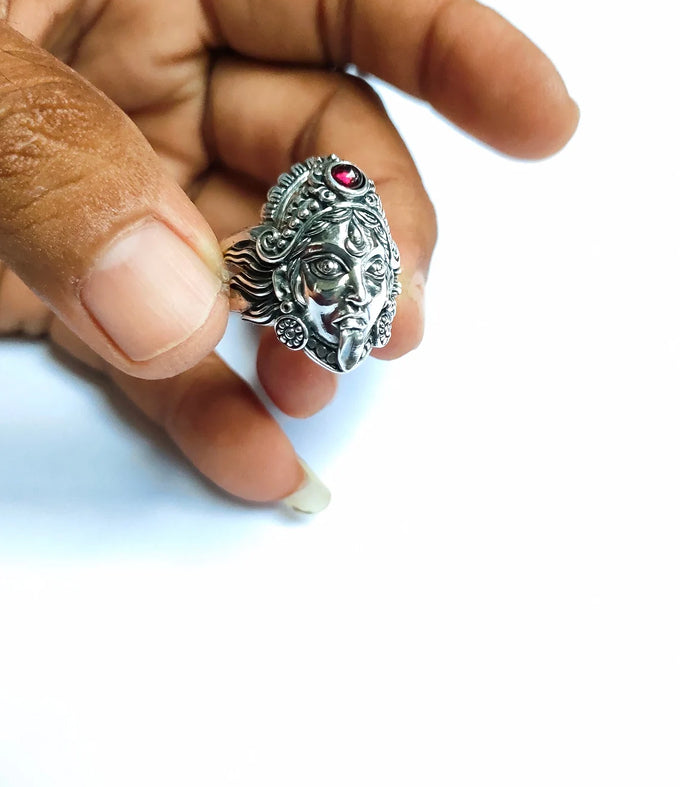 Goddess kali, Hindu ring silver, Hindu jewelry, Handmade gifts
