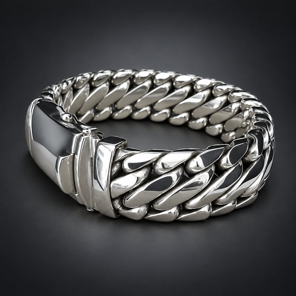 Men's 999 Pure Silver Snake Bracelet, Heavy Woven Chain