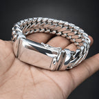 Men's 999 Pure Silver Snake Bracelet, Heavy Woven Chain