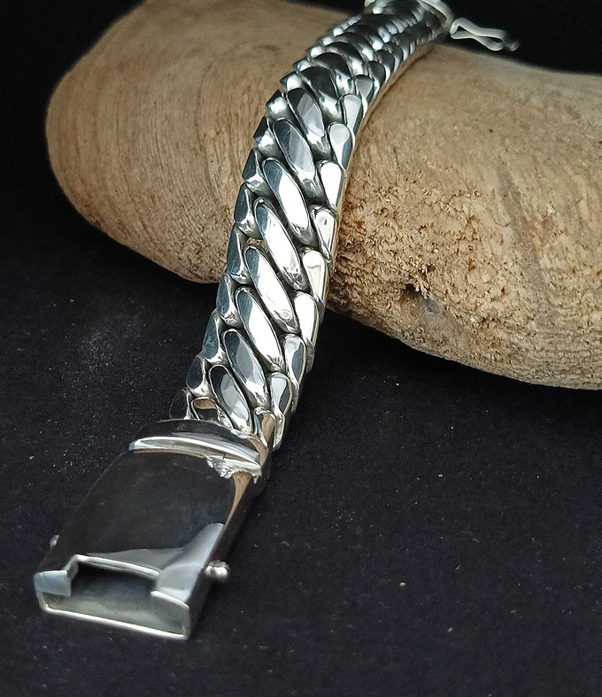 Men's 999 Pure Silver Snake Bracelet, Heavy Woven Chain