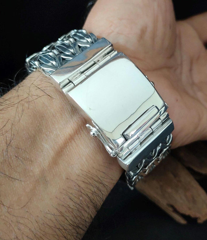 Heavy 999 Solid Silver Byzantine Chain Bracelet - Handmade jewelry