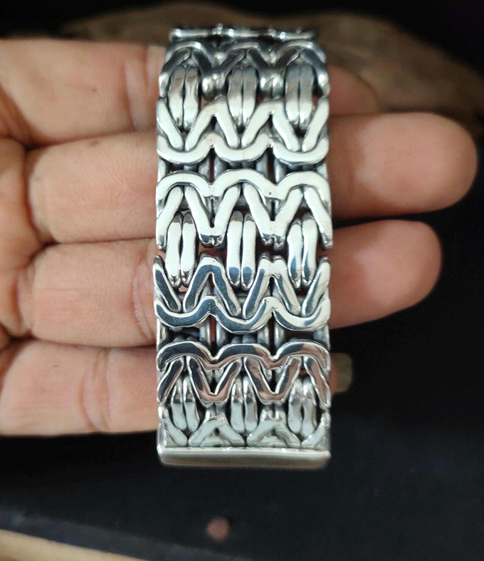 Heavy 999 Solid Silver Byzantine Chain Bracelet - Handmade jewelry