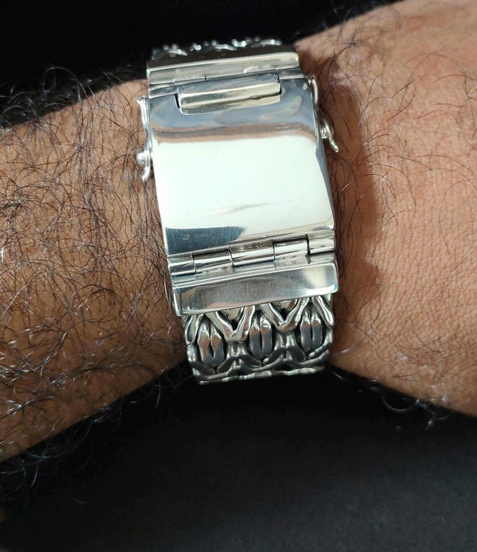 Heavy 999 Solid Silver Byzantine Chain Bracelet - Handmade jewelry