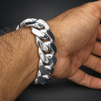 Men’s 999 Pure Silver Curb Chain Bracelet, 20mm Heavyweight