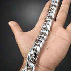 Men’s 999 Pure Silver Curb Chain Bracelet, 20mm Heavyweight