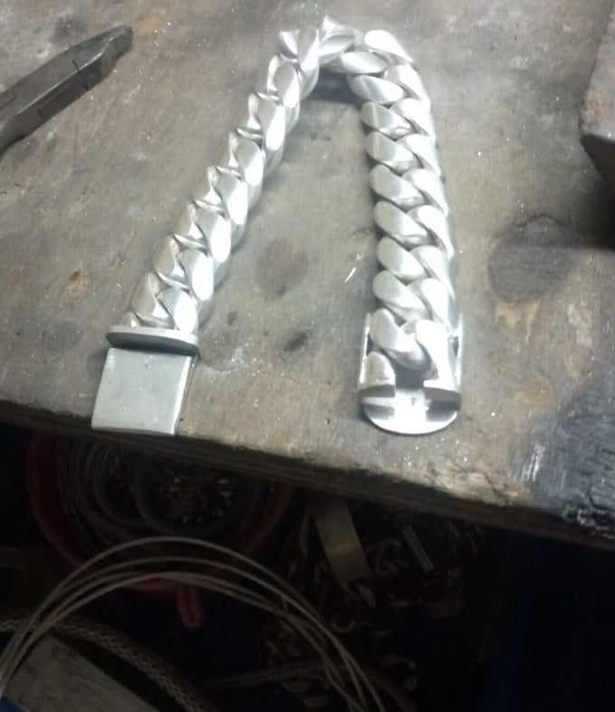 Heavy 999 Solid Silver Bracelet, 20mm Curb Chain, Handmade Jewelry