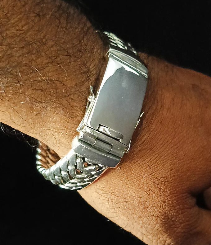 Handmade 999 Silver Bracelet, Thick Chain, Personalized Jewelry